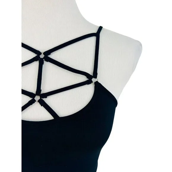 NWT Black Strappy Bralette Crop Top | Baddie Grunge Fairy Streetwear Whimsigoth - Picture 4 of 16